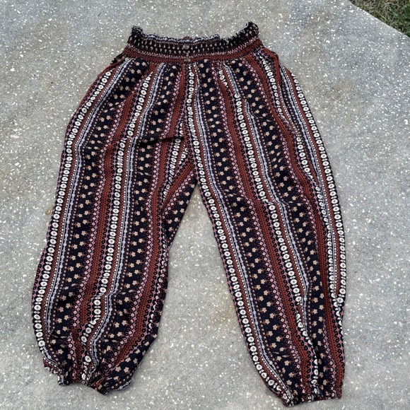 Unbranded Pants - Unbranded Balloon Leg Pants Womens XL Black Brown Boho Print Jogger